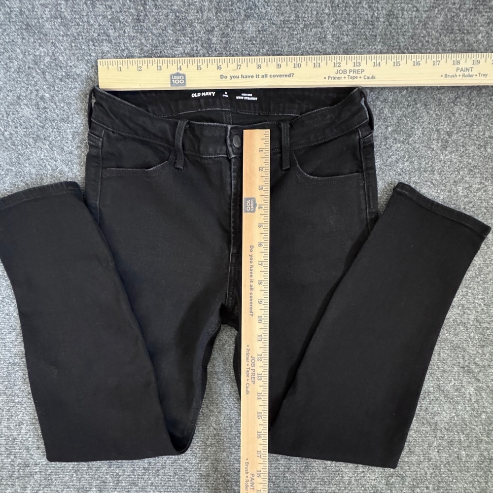 Old Navy Wow Straight High Rise Jeans Black Womens 8 Short Stretch Denim - Picture 4 of 6